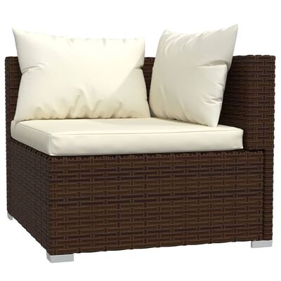 vidaXL 11 Piece Garden Lounge Set with Cushions Poly Rattan Brown