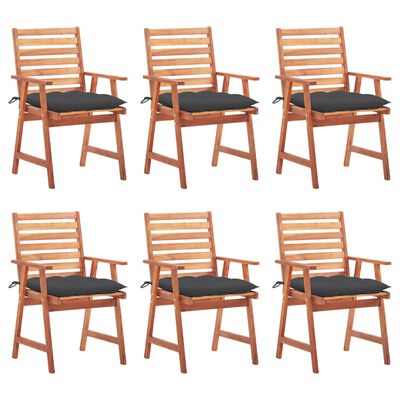 vidaXL Outdoor Dining Chairs 6 pcs with Cushions Solid Acacia Wood