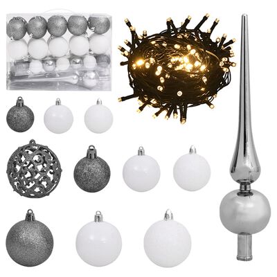 vidaXL Artificial Hinged Christmas Tree 150 LEDs & Ball Set 150 cm