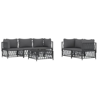 vidaXL 6 Piece Garden Lounge Set with Cushions Anthracite Steel