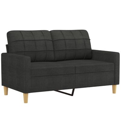 vidaXL 3 Piece Sofa Set with Pillows Black Fabric