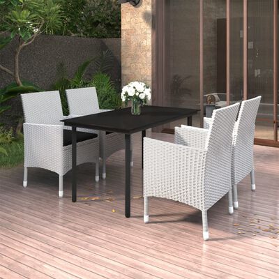 vidaXL 5 Piece Garden Dining Set Poly Rattan and Glass