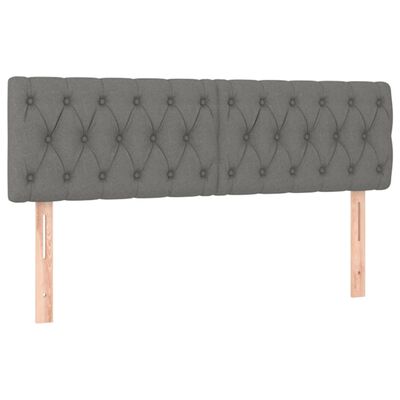 vidaXL LED Headboard Dark Grey 144x7x78/88 cm Fabric