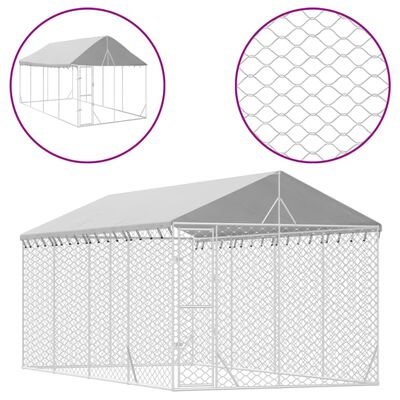 vidaXL Outdoor Dog Kennel with Roof Silver 3x6x2.5 m Galvanised Steel