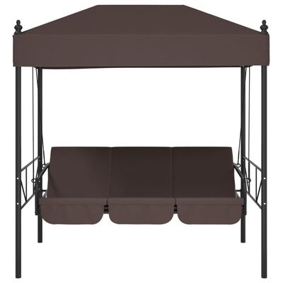 vidaXL Garden Swing Bench with Canopy Coffee Brown Steel