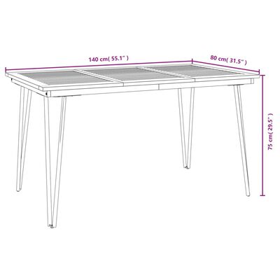 vidaXL Garden Table with Hairpin Legs 140x80x75 cm Solid Wood Acacia