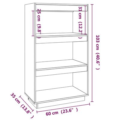 vidaXL Book Cabinet/Room Divider 60x35x103 cm Solid Pinewood