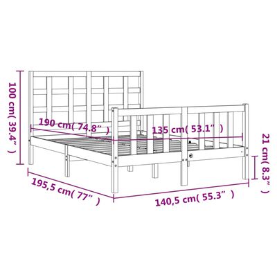 vidaXL Bed Frame without Mattress Double Solid Wood Pine