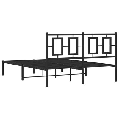 vidaXL Metal Bed Frame without Mattress with Headboard Black 135x190cm