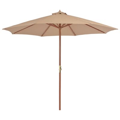 vidaXL Garden Parasol with Wooden Pole 300 cm Taupe