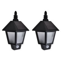 vidaXL Solar Wall Lamps 2 pcs with Motion Sensor Black