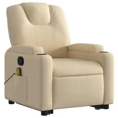 vidaXL Stand up Massage Recliner Chair Cream Fabric