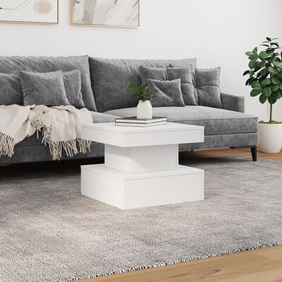 vidaXL Coffee Table with LED Lights White 50x50x40 cm