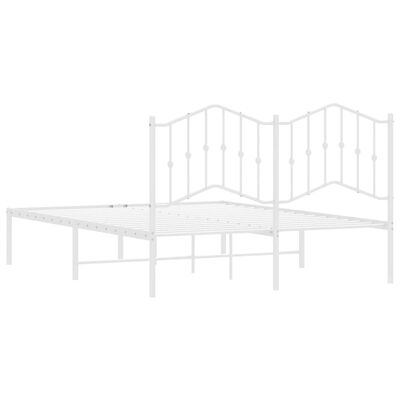 vidaXL Metal Bed Frame without Mattress with Headboard White 150x200 cm King Size