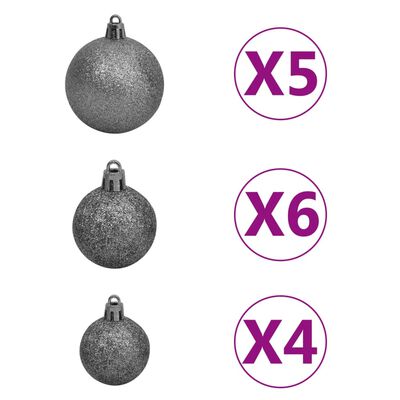 vidaXL Artificial Hinged Christmas Tree 150 LEDs & Ball Set 150 cm