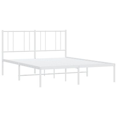 vidaXL Metal Bed Frame without Mattress with Headboard White 135x190 cm Double