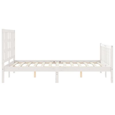 vidaXL Bed Frame without Mattress White Double Solid Wood Pine