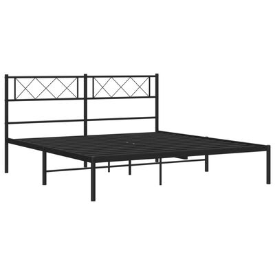 vidaXL Metal Bed Frame without Mattress with Headboard Black 150x200cm