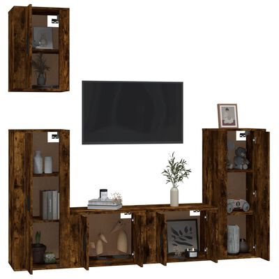 vidaXL 5 Piece TV Cabinet Set Smoked Oak Engineered Wood