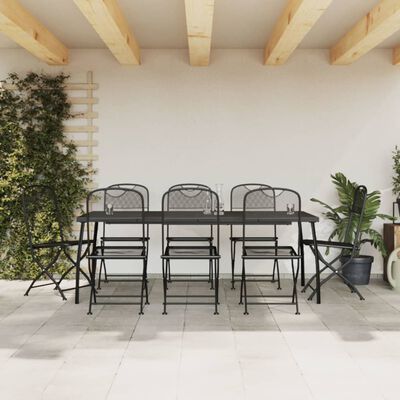 vidaXL 9 Piece Garden Dining Set Anthracite Metal Mesh