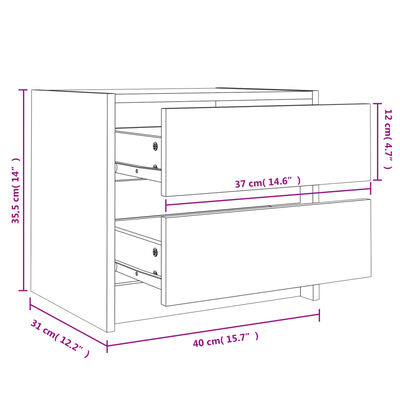 vidaXL Bedside Cabinet White 40x31x35.5 cm Solid Wood Pine