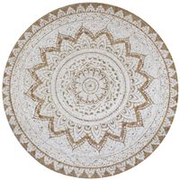 vidaXL Area Rug Braided Jute Printed 90 cm Round