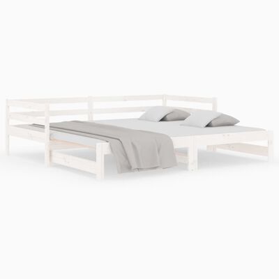 vidaXL Pull-out Day Bed White 2x(90x190) cm Solid Wood Pine