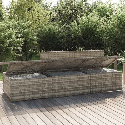 vidaXL 3 Piece Garden Lounge Set with Cushions Grey Poly Rattan