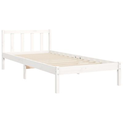 vidaXL Bed Frame without Mattress White Single Solid Wood Pine