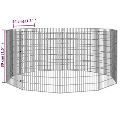 vidaXL Free Range Animal Enclosure 10-Panel 54x80 cm Galvanised Iron