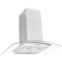 vidaXL Island Range Hood 90 cm Stainless Steel 756 m³/h LED