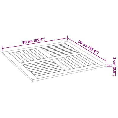 vidaXL Table Top 90x90x2.2 cm Square Solid Wood Acacia