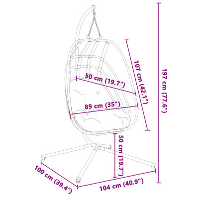 vidaXL Hanging Egg Chair with Stand Anthracite Steel