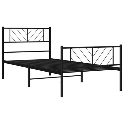 vidaXL Metal Bed Frame without Mattress with Footboard Black 107x203 cm