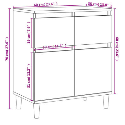 vidaXL Sideboard Grey Sonoma 60x35x70 cm Engineered Wood