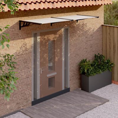 vidaXL Door Canopy Black and Transparent 239x90 cm Polycarbonate