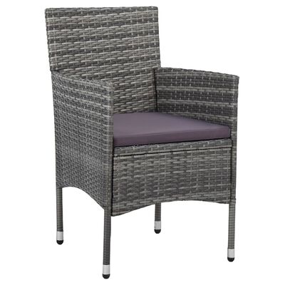 vidaXL 11 Piece Garden Dining Set Poly Rattan Grey