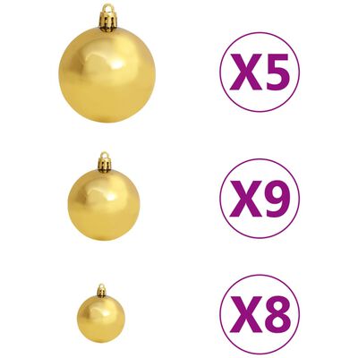 vidaXL Upside-down Artificial Pre-lit Christmas Tree with Ball Set 120 cm