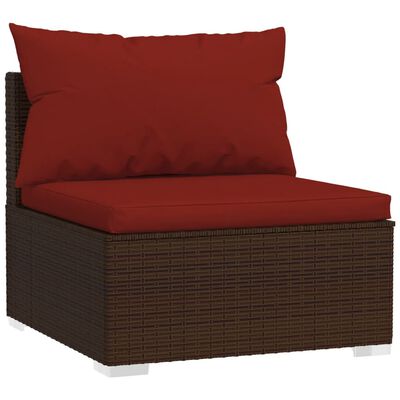 vidaXL 10 Piece Garden Lounge Set with Cushions Poly Rattan Brown