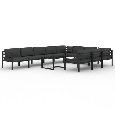 vidaXL 11 Piece Garden Lounge Set with Cushions Aluminium Anthracite