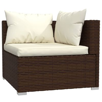 vidaXL 6 Piece Garden Lounge Set with Cushions Poly Rattan Brown