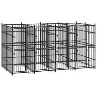 vidaXL Outdoor Dog Kennel Steel 7.37 m²