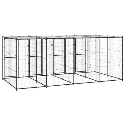 vidaXL Outdoor Dog Kennel Steel with Roof 9.68 m²