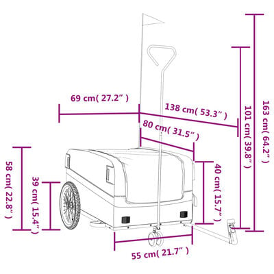 vidaXL Bike Trailer Black and Grey 45 kg Iron