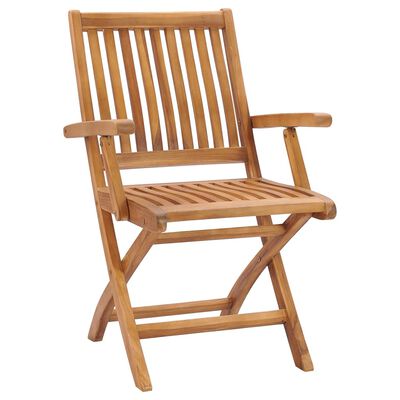 vidaXL Folding Garden Chairs with Cushions 4 pcs Solid Teak Wood