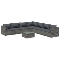 vidaXL 8 Piece Garden Lounge Set with Cushions Poly Rattan Grey