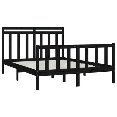 vidaXL Bed Frame without Mattress Black Solid Wood Pine 150x200 cm King Size