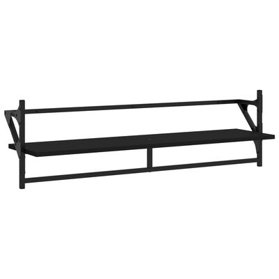 vidaXL 6 Piece Wall Shelf Set with Bars Black Engineered Wood