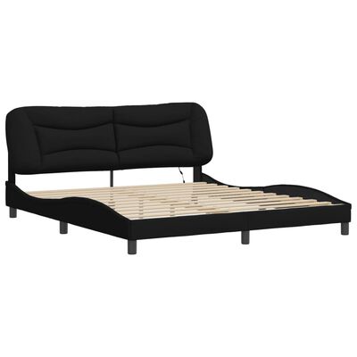 vidaXL Bed Frame with LED without Mattress Black 183x203 cm King Fabric