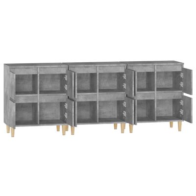 vidaXL Sideboards 3 pcs Concrete Grey 60x35x70 cm Engineered Wood